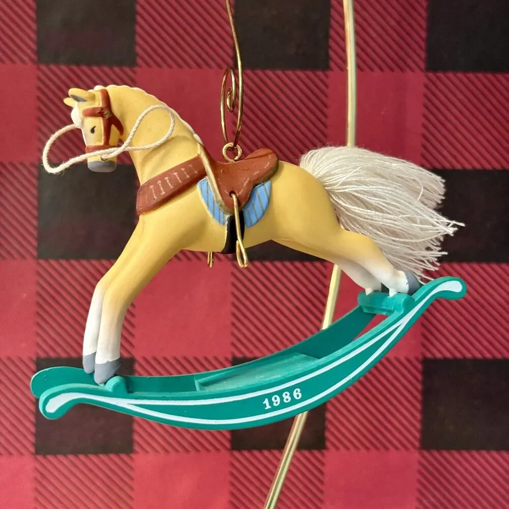 1986 Hallmark Rocking Horse #6 Collectors Series Vintage Christmas Ornament